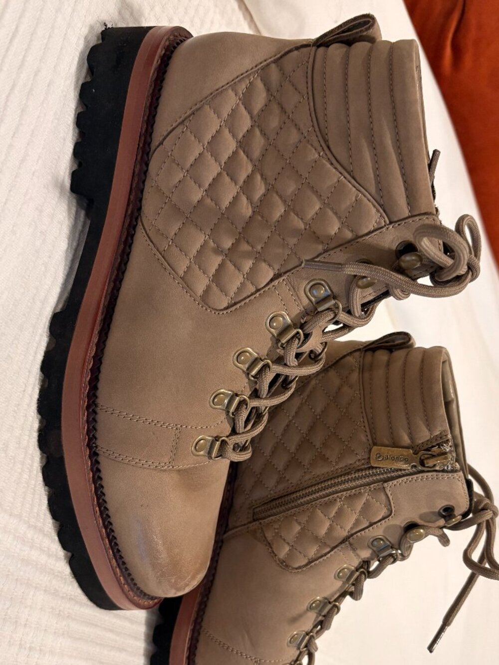 BLONDO Helen Waterproof Hiker Boot Size 7.5 Mushroom Brown Quilted Leather